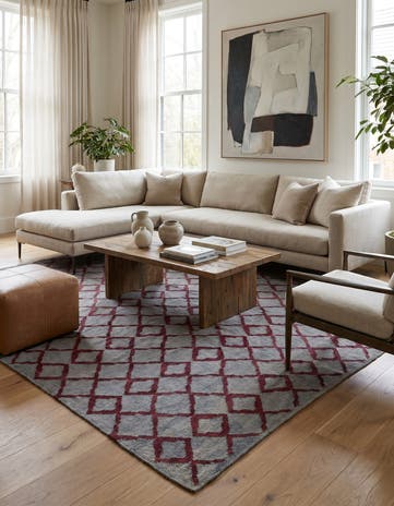 6' 3 x 7' 10 Hand Woven Kilim Modern Wool Square Rug