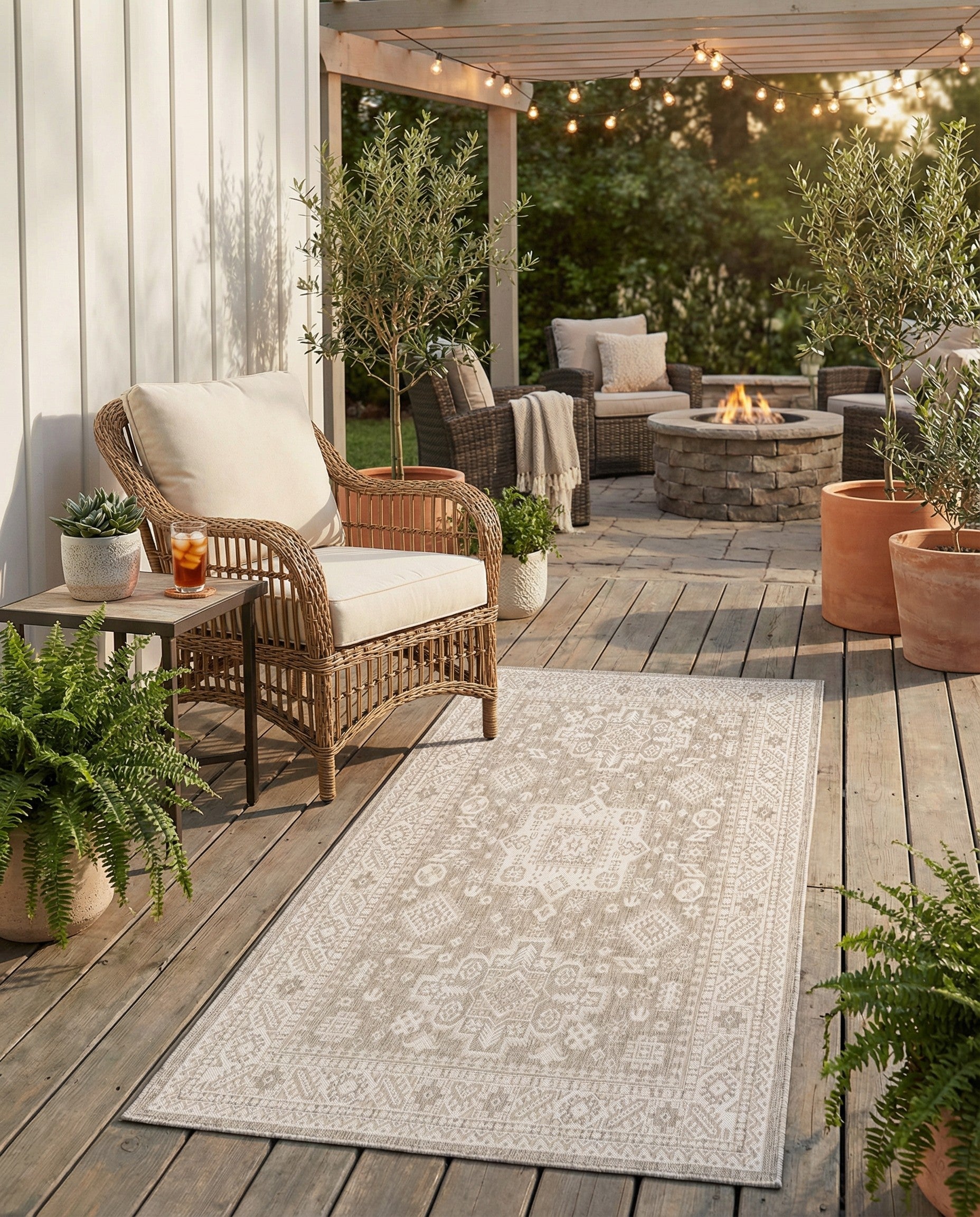 2' x 5' Washable Aztec Indoor / Outdoor Runner Rug