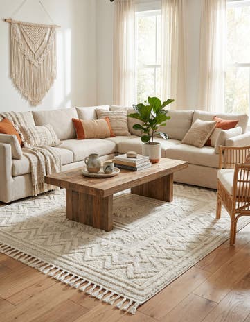 Ivory Boho Square Rug