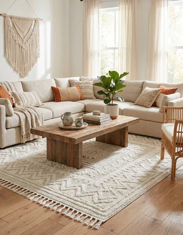 Ivory Boho Square Rug