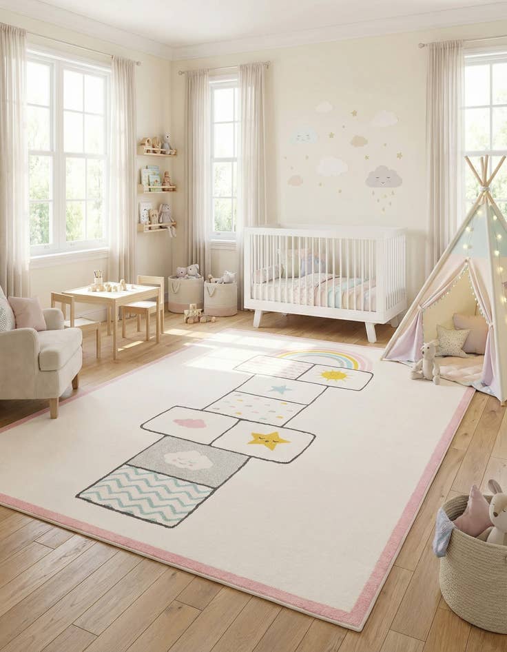 Detail image of 7' 10 x 10' Hopscotch Whimsy Kids Rug