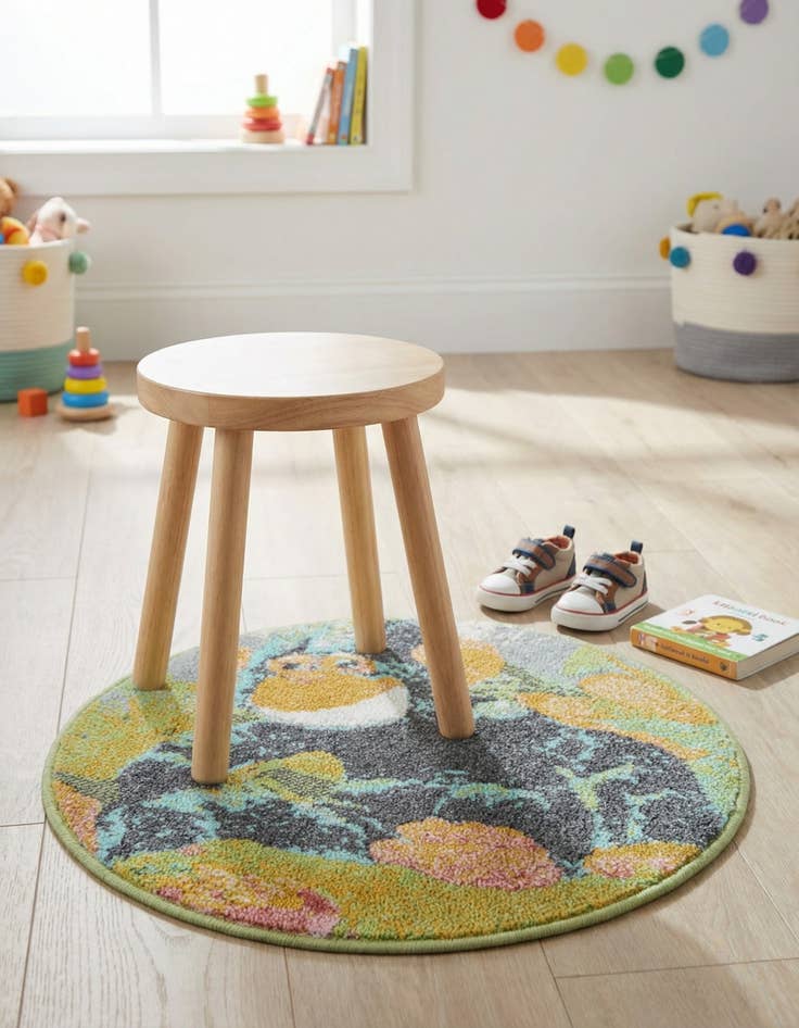 Detail image of 2' 2 x 2' 2 Gorilla Whimsy Kids Round Rug
