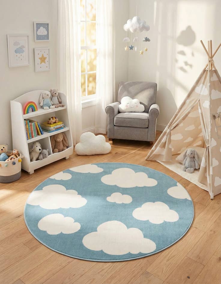 Detail image of 5' 3 x 5' 3 Whimsy Kids Round Rug