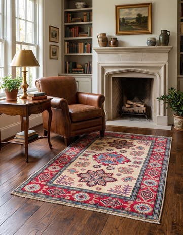 3' x 4' 9 Hand Knotted Kazak Rug