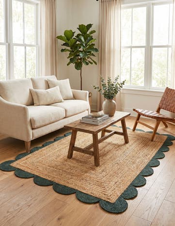 4' 1 x 6' 1 Handmade Scallop Braided Jute Rug