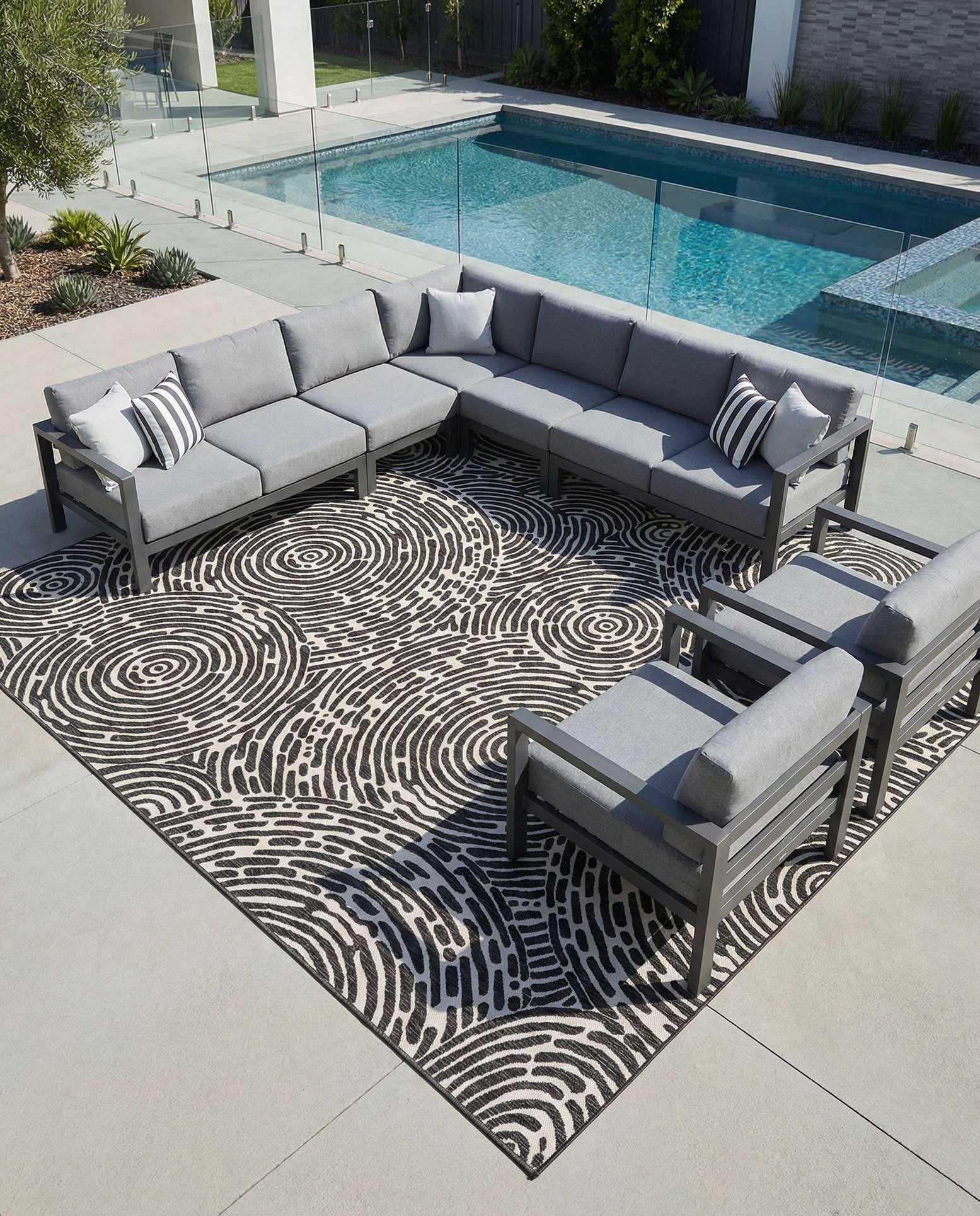 12' x 12' Easy-Clean Modern Indoor / Outdoor Square Rug