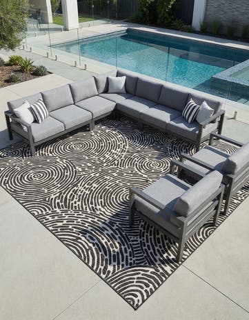 12' x 12' Easy-Clean Modern Indoor / Outdoor Square Rug