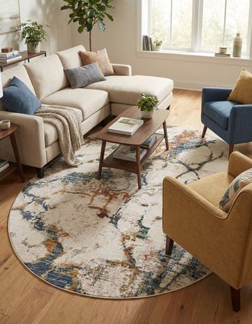 White Navy Gemstone Oval Rug