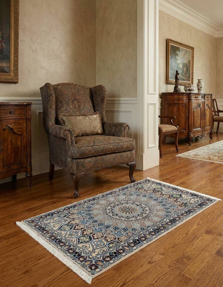 Detail image of 3' 1 x 5' 2 Hand Knotted Nain Persian Rug