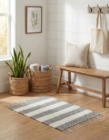 Gray Hand Woven Chindi Rag Rug