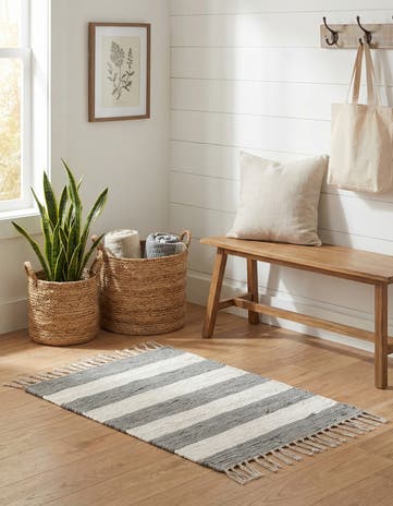 Gray Hand Woven Chindi Rag Rug