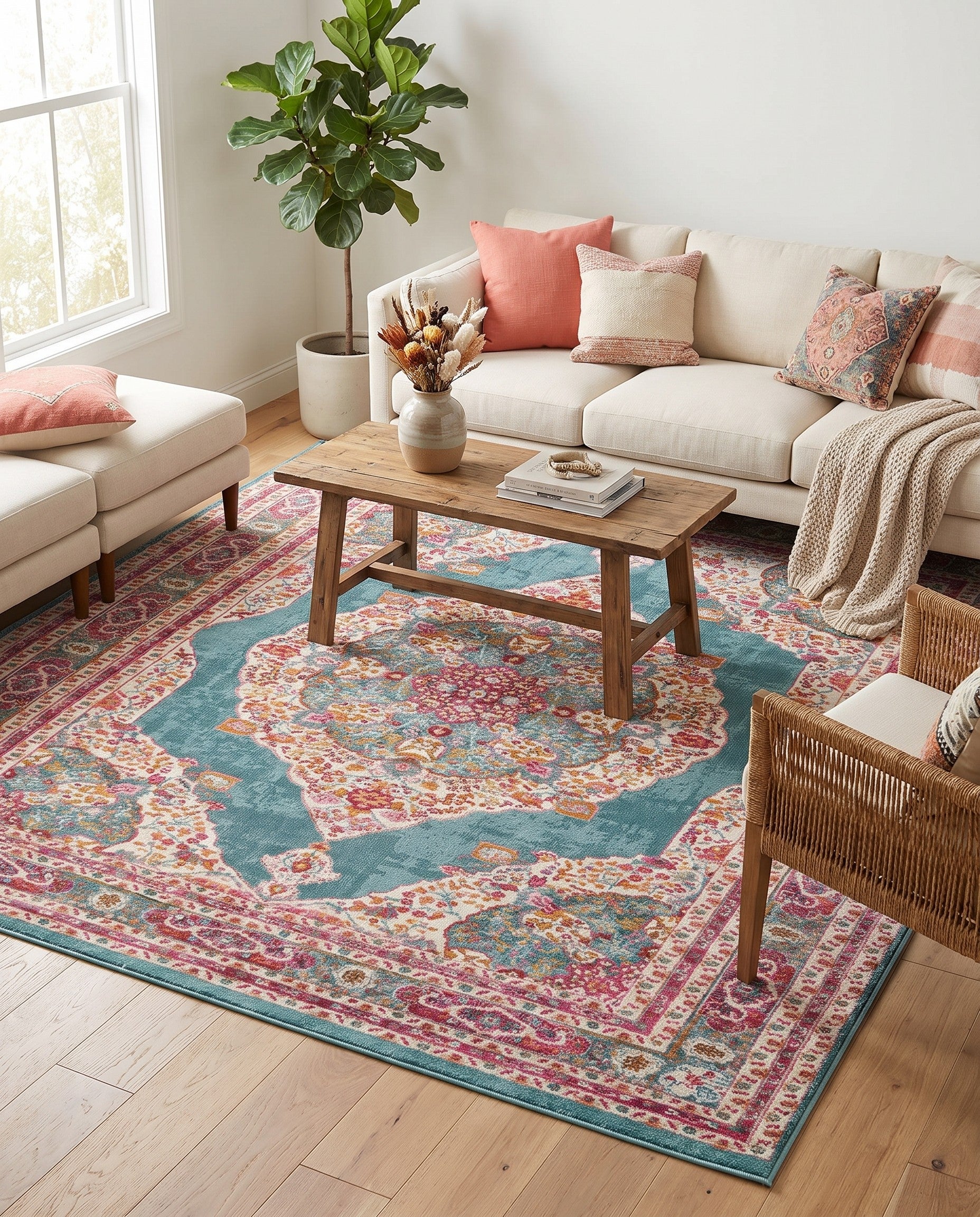Turquoise Santiago Square Rug