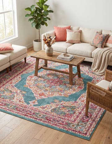 Turquoise Santiago Square Rug