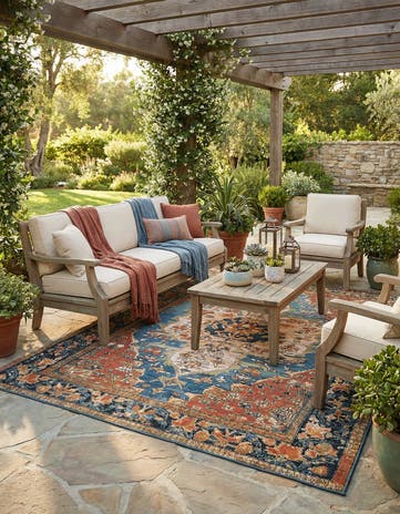 6' x 9' Easy-Clean Traditional Indoor / Outdoor Rug