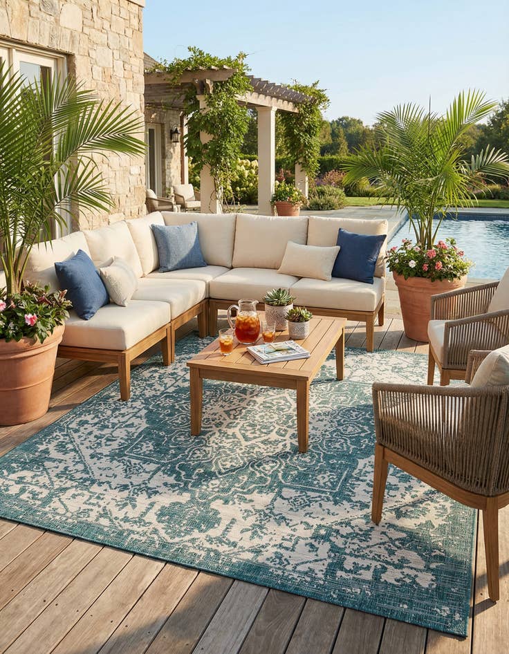 Detail image of 7' 10 x 7' 10 Washable Jill Zarin Dubai Indoor / Outdoor Square Rug