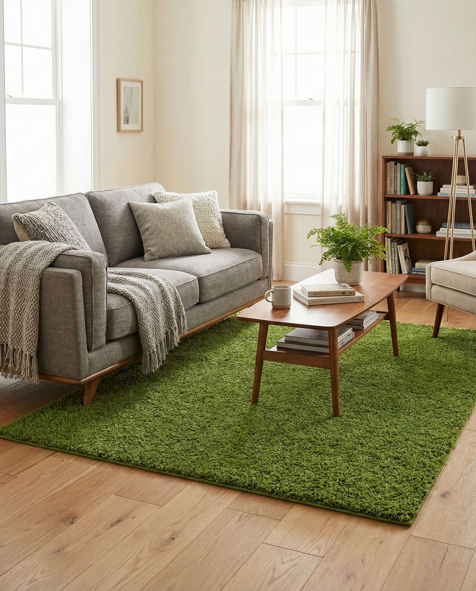 5' 3 x 7' Solid Shag Rug