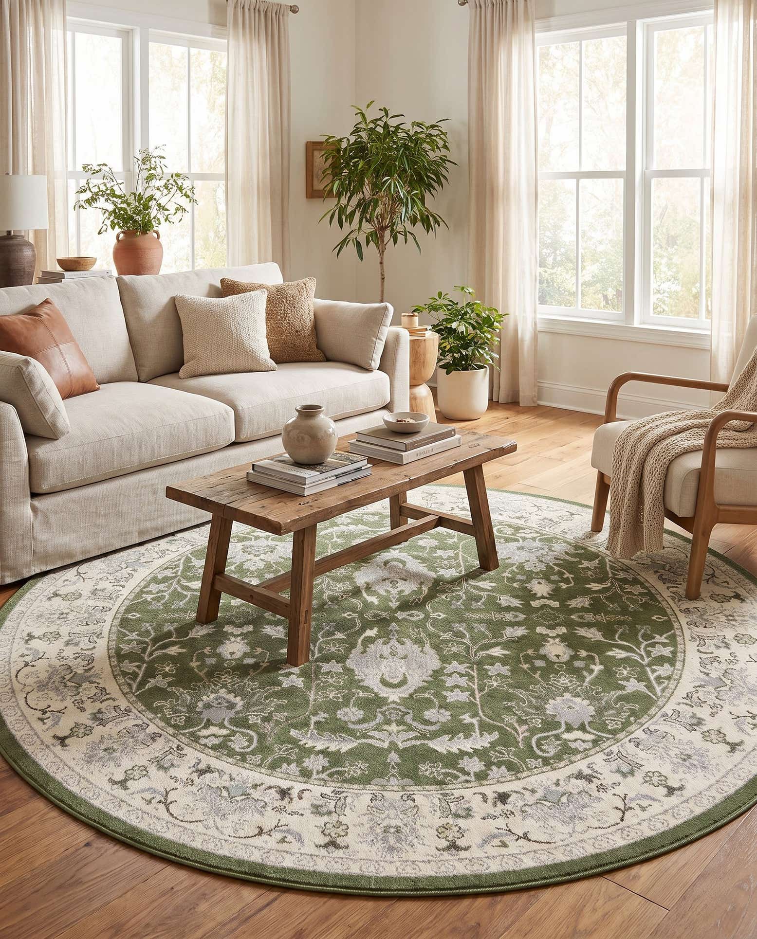 240cm x 240cm Kamala Washable Tapis Rond