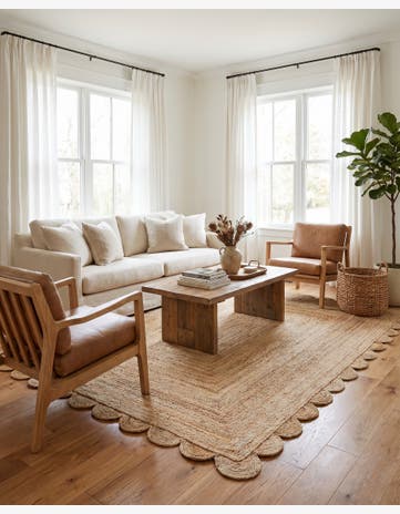 7' 10 x 10' Hand Woven Scallop Braided Jute Rug