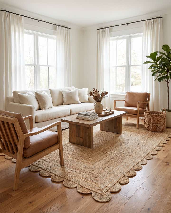 7' 10 x 10' Hand Woven Scallop Braided Jute Rug