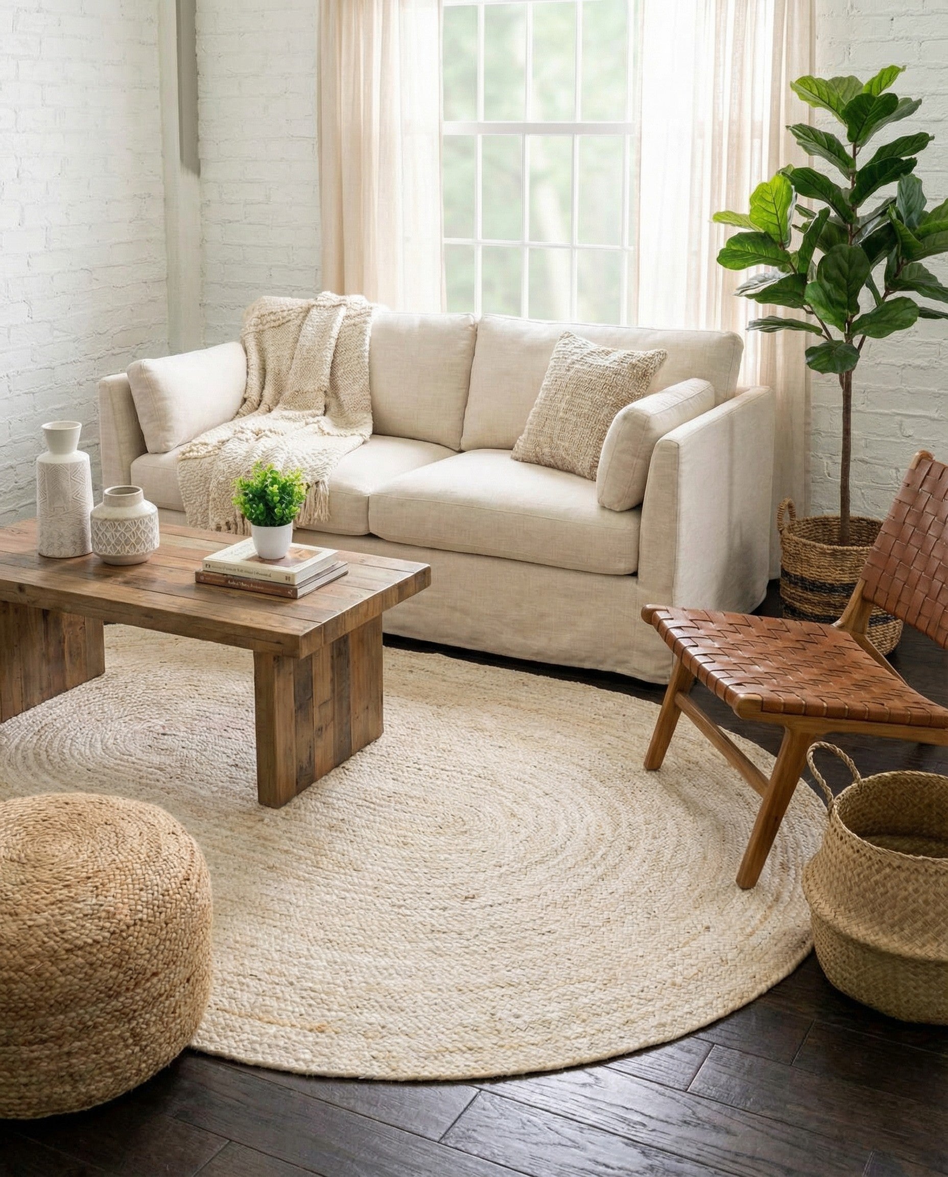 5' 1 x 8'  Hand Braided Jute Oval Rug