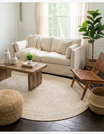 5' 1 x 8' Handmade Braided Jute Oval Rug