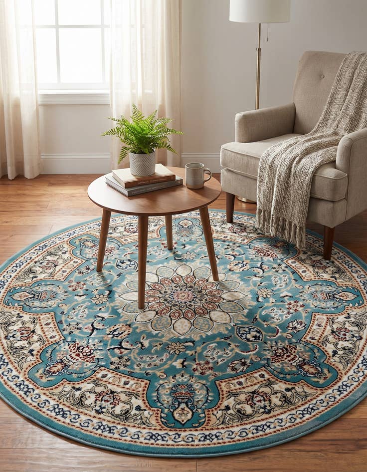 Detail image of 5' 3 x 5' 3 Nain Design Round Rug