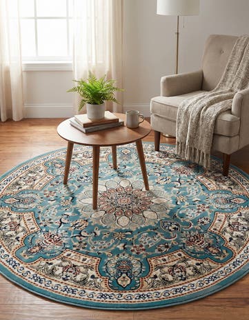 Blue Nain Design Round Rug