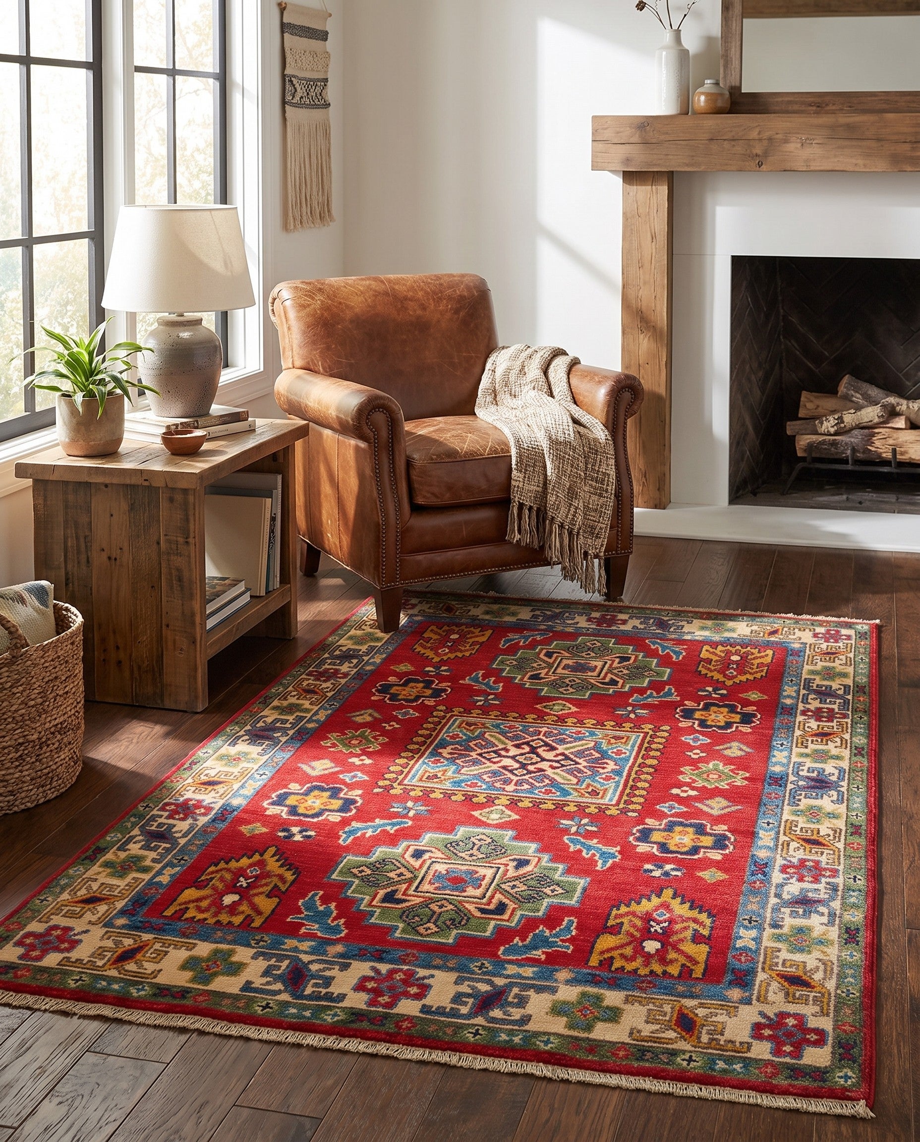 3' 3 x 4' 11 Hand Knotted Kazak Rug