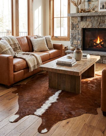 5' 1 x 5' 8 Cowhide Leather Rug
