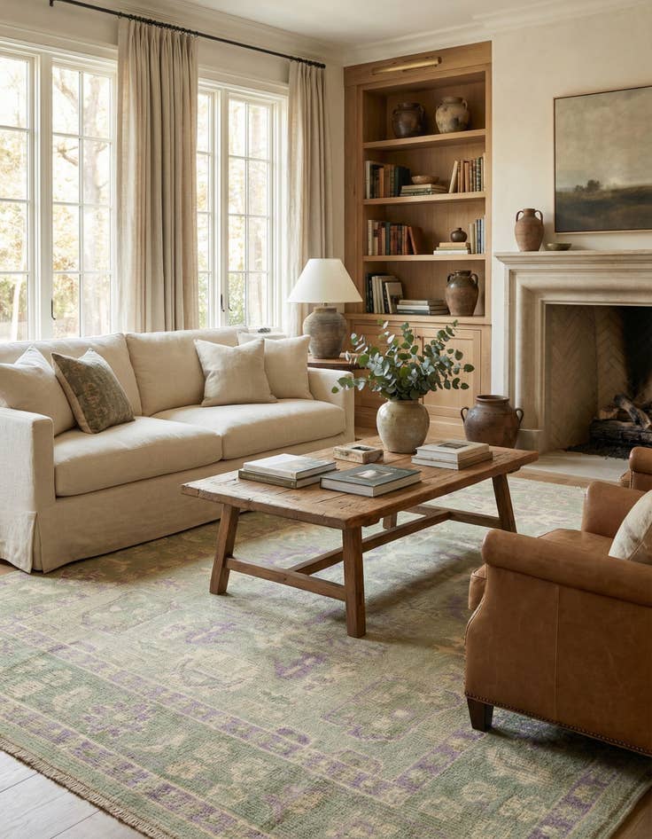 Detail image of 8' 5 x 10' Hand Knotted Oushak Wool Rug