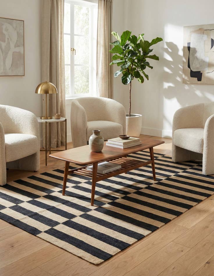 Detail image of 4' 1 x 5' 10 Hand Woven Kilim Modern Wool Rug