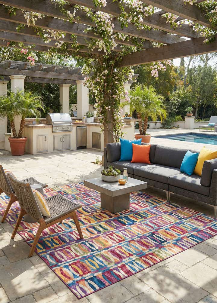 10' x 10' Easy-Clean Modern Indoor / Outdoor Square Rug