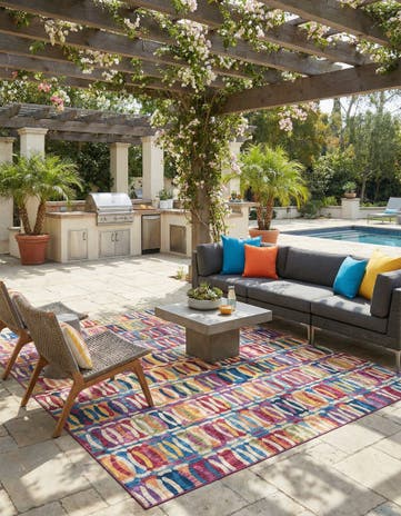 10' x 10' Easy-Clean Modern Indoor / Outdoor Square Rug