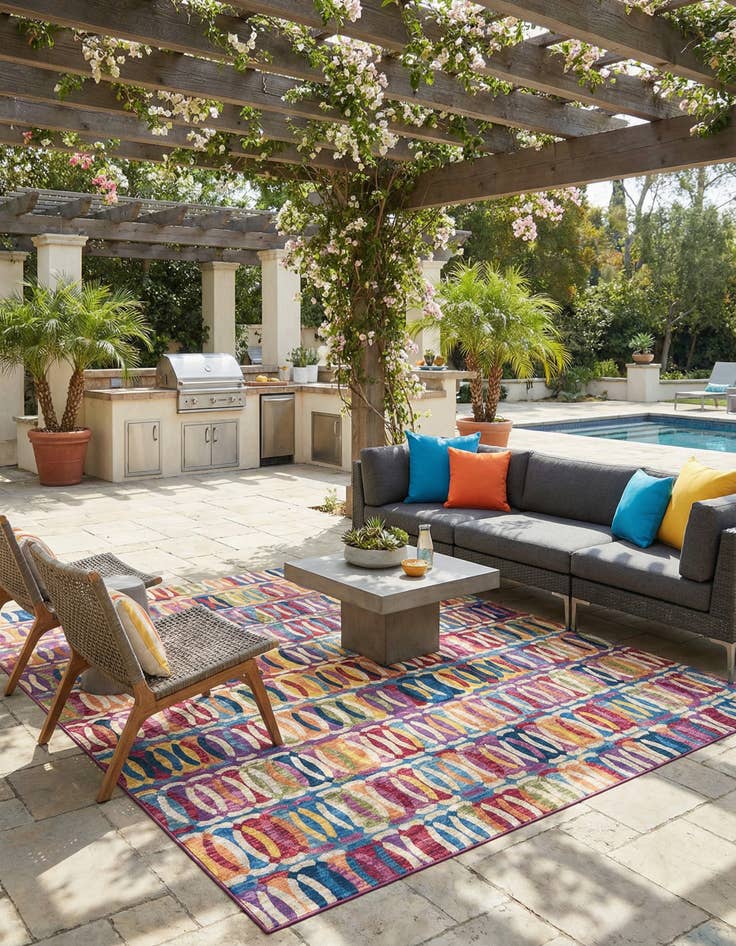 Detail image of 10' x 10' Easy-Clean Modern Indoor / Outdoor Square Rug