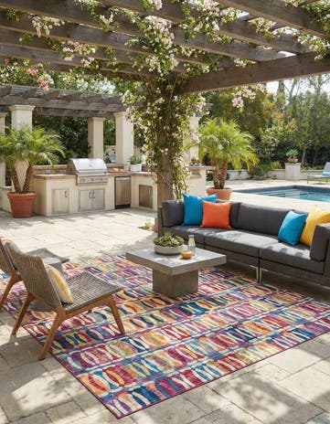 10' x 10' Easy-Clean Modern Indoor / Outdoor Square Rug
