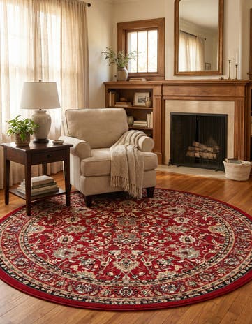 Red Yasmin Round Rug