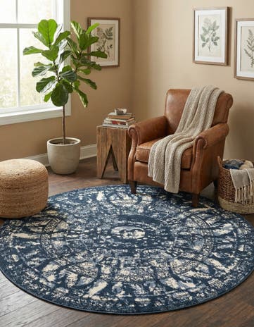 Blue Miranda Round Rug