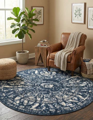 Blue Miranda Round Rug