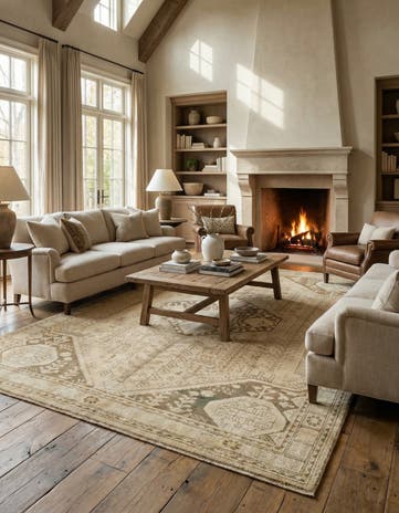 6' 11 x 9' 8 Oushak Wool Rug