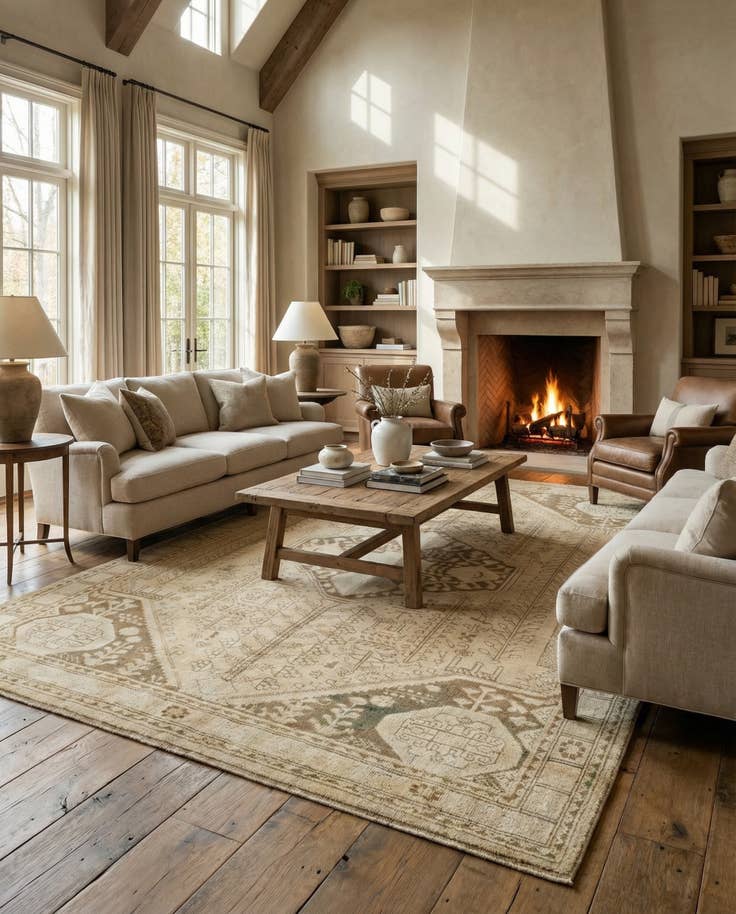 Detail image of 6' 11 x 9' 8 Oushak Wool Rug