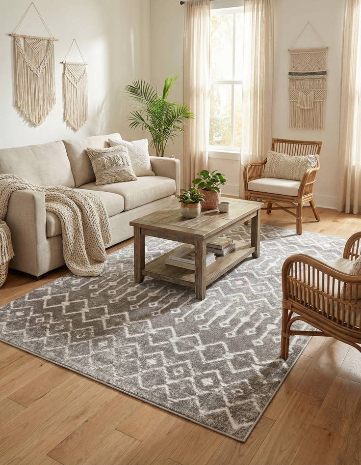 Detail image of 5' 3 x 8' Bohemian Trellis Rug