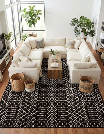 Black Kasbah Trellis Square Rug