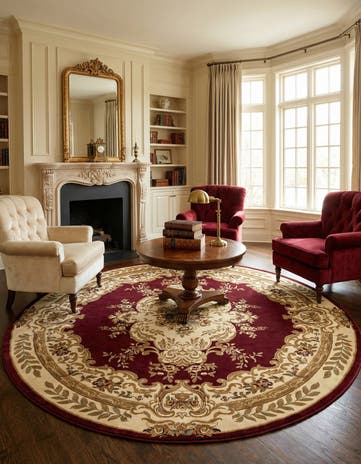 Red Chateau Round Rug