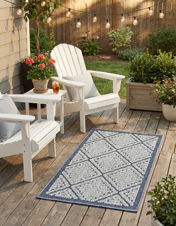 Detail image of 2' x 3' 1  Washable Trellis Indoor / Outdoor Rug
