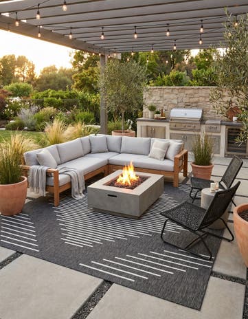 Charcoal Gray Easy-Clean Modern Indoor / Outdoor Square Rug
