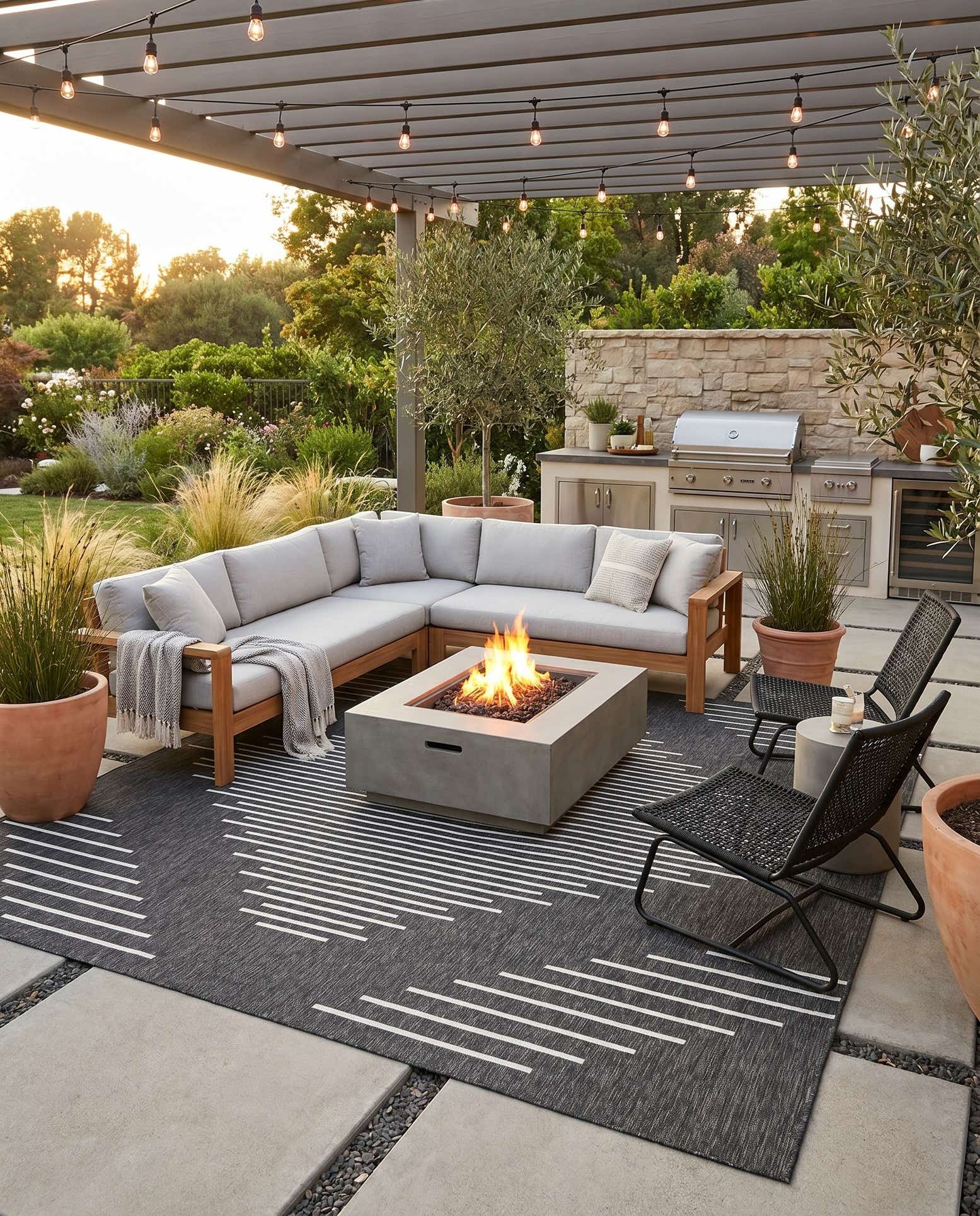 13' x 13' Easy-Clean Modern Indoor / Outdoor Square Rug