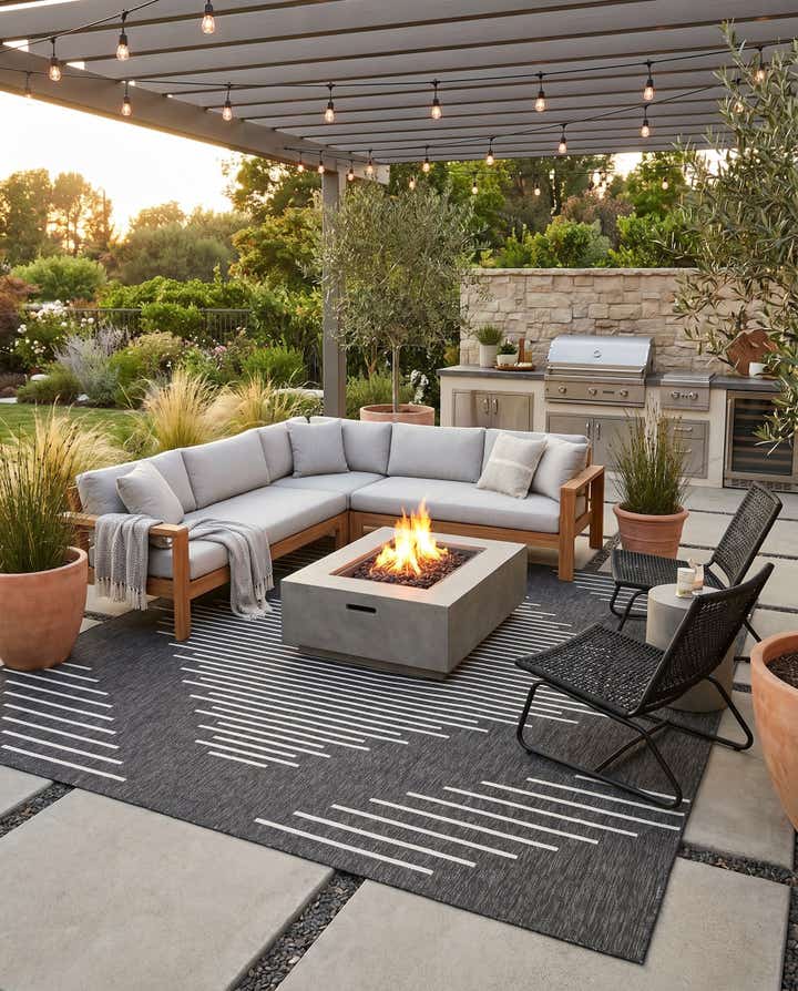 13' x 13' Easy-Clean Modern Indoor / Outdoor Square Rug