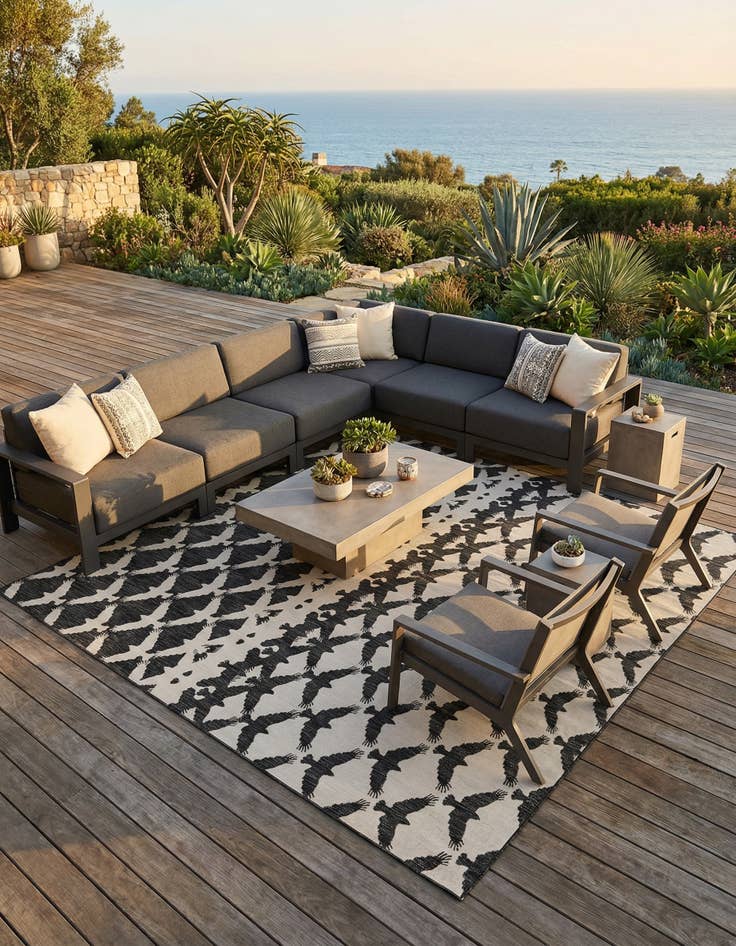 Detail image of 12' x 12' Washable Modern Indoor / Outdoor Square Rug