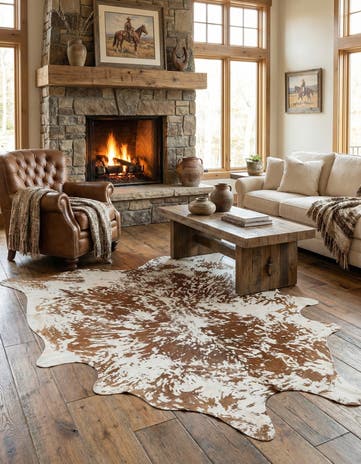 6' 7 x 7' 7 Cowhide Leather Rug