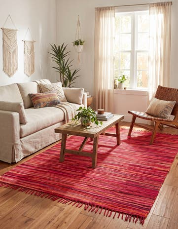 Red Hand Woven Chindi Cotton Rug